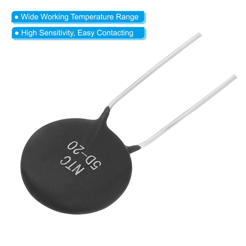 [Australia - AusPower] - PATIKIL NTC Thermistors Resistors 5 Pieces 5 Ohm NTC5D-20 Highly Sensitive Current Limiter Temperature Sensor for Measuring Temperature Black 