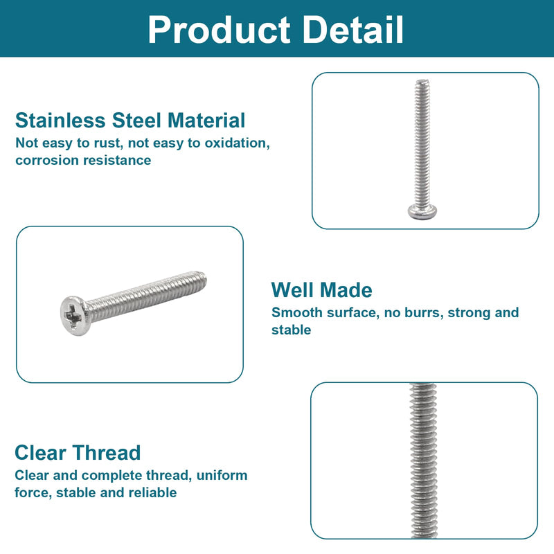 [Australia - AusPower] - 100pcs M1.4 x 12mm Round Flat Head Machine Screws, 304 Stainless Steel Phillips Cross Drive Screw Hardware Fastener Bolts 