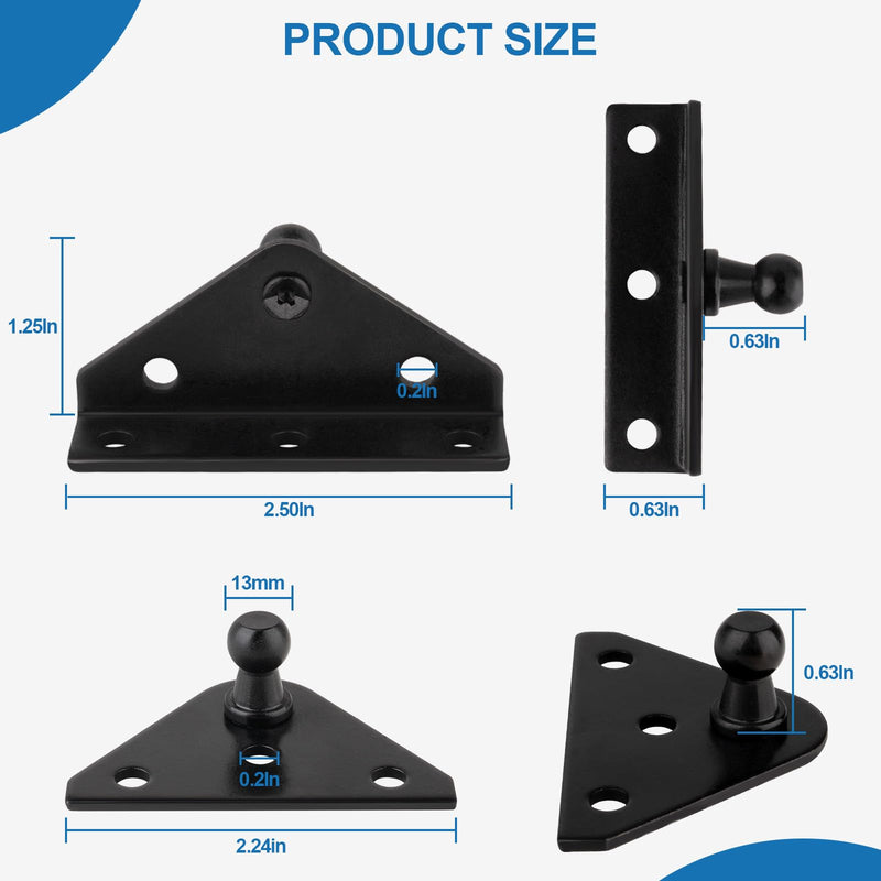 [Australia - AusPower] - 10mm Ball Stud Bracket, Gas strut mounting Brackets,Ball Stud Mounting Brackets for Lift Supports Shocks Spring Prop, Gas strut Mount, Lifting Bracket, Set of 4, Black 