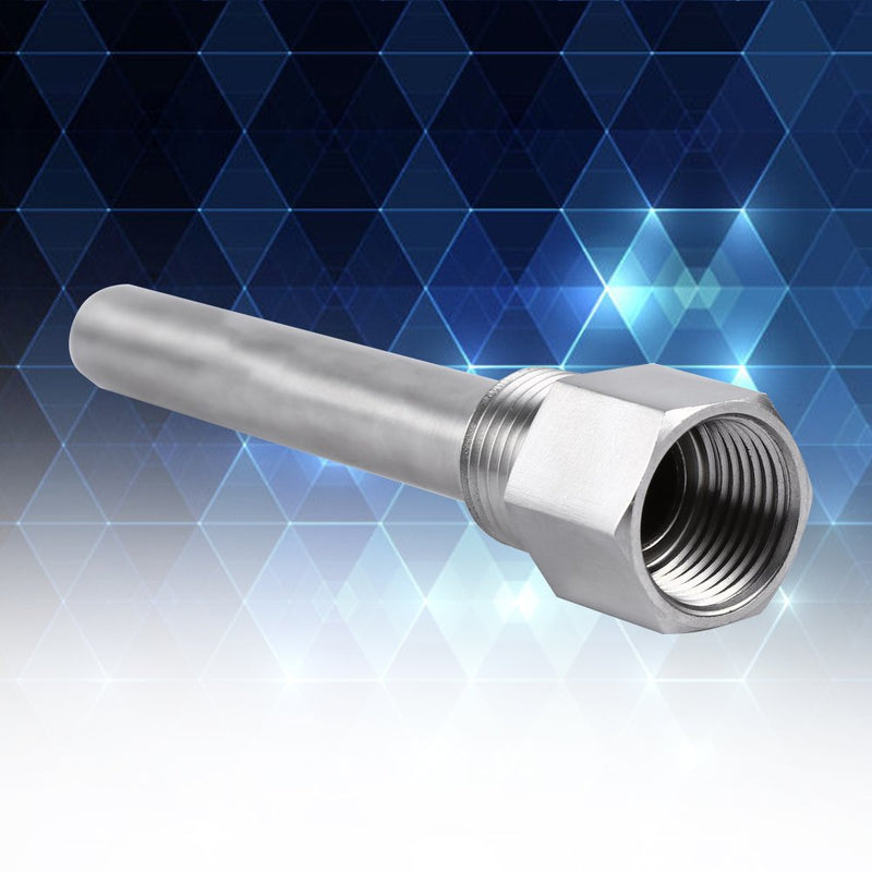 [Australia - AusPower] - Stainless Steel Thermowell, 1/2" NPT Threads Temperature Sensors Protection Kettle Thermometer Kit for Temperature Monitoring in Industry or Home 