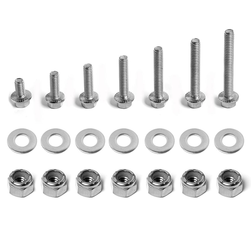 1/4-20 Flange Hex Bolts Screws Nylon Insert Lock Nuts Flat Washers Kit, Stainless Steel 304, Fully Threaded Hex Bolt 1/4-20 x 1/2" 3/4" 1" 1-1/4" 1-1/2" 1-3/4" 2" Length