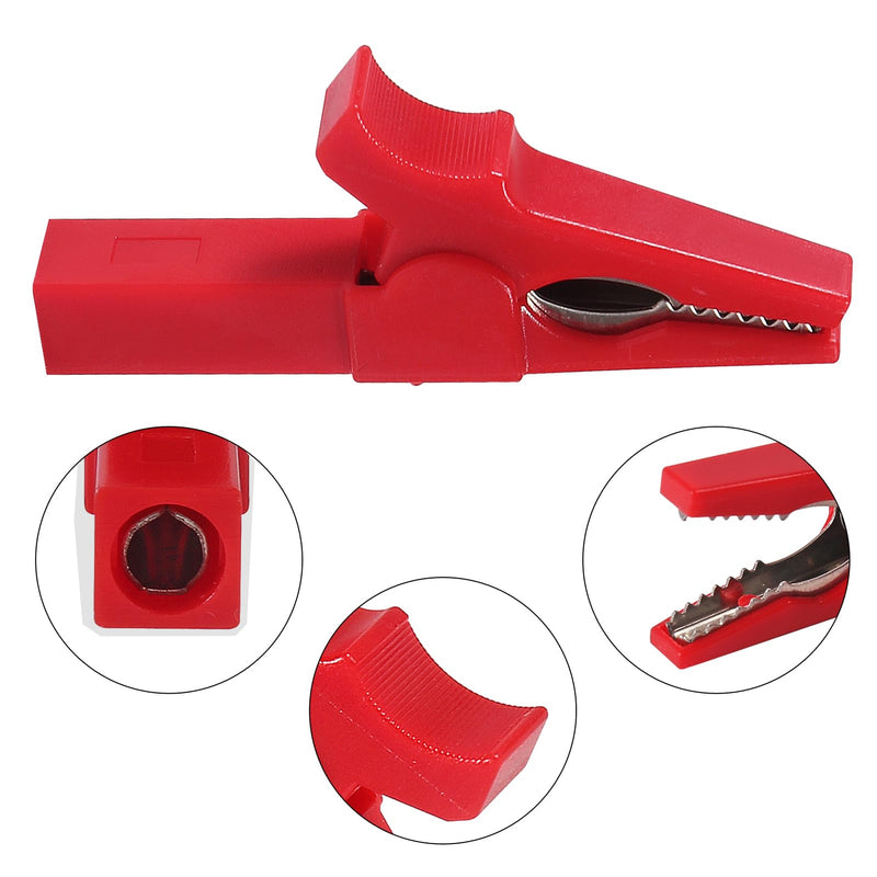 [Australia - AusPower] - 10Pcs Full Insulated Alligator Clips, 30A Safety Test Alligator Clips with 4MM Banana Jack Copper Test Clamp Wire Clip for Car, Electrical testing, Battery Connect 