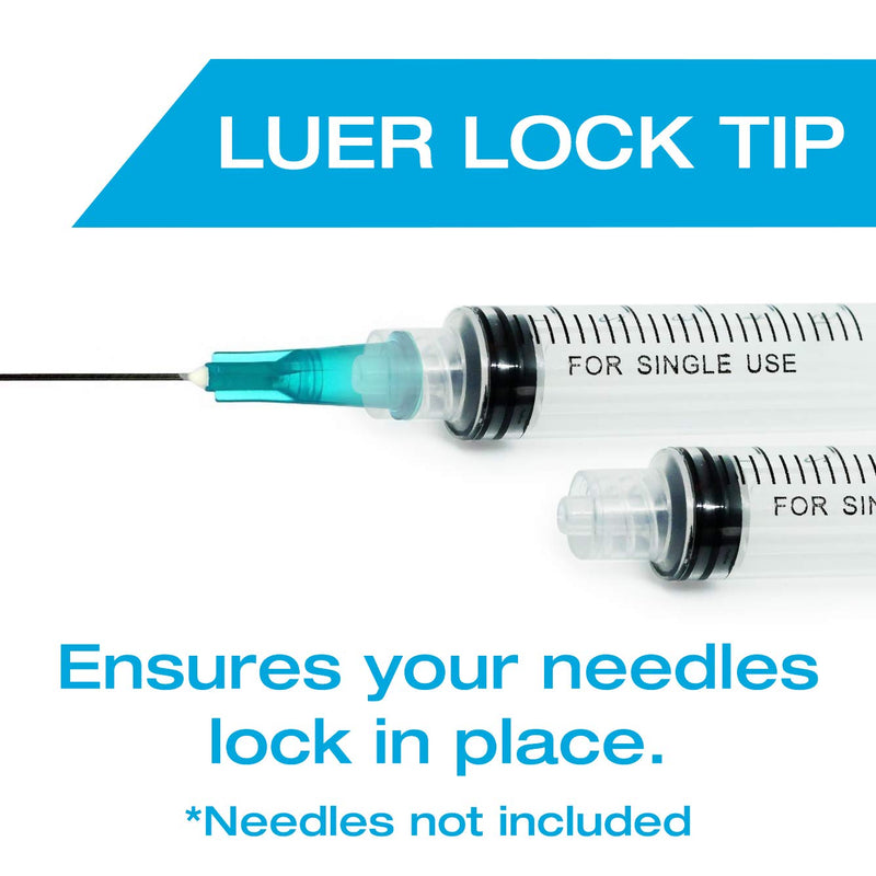 [Australia - AusPower] - 3ml Syringe Without Needle Luer Lock 100 Pack by Tilcare - Sterile Plastic Medicine Droppers for Children, Pets or Adults – Latex-Free Oral Medication Dispenser - Syringes for Glue and Epoxy 