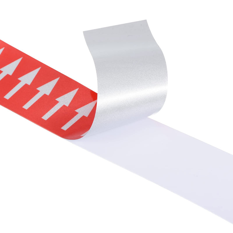 PATIKIL Flow Arrow Tape, Polyethylene Pipe Marking Sticker with Reflective Strips, Waterproof & Heat Resistant, for Pipe Flow Directional Identification, 1.2 inch x 33 ft, Red/White Red,White