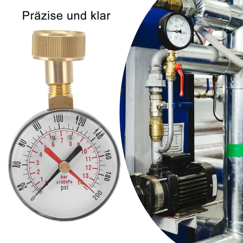 [Australia - AusPower] - Water Pressure Gauge Aluminium Alloy Iron 0 to 200 Psi Universal Water Pressure Gauge with 3/4 Inner Hose Thread for Replacement 