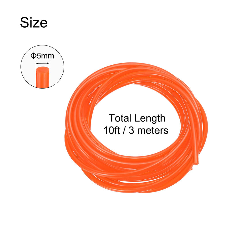 [Australia - AusPower] - uxcell Polyurethane Round Belts 5mm Dia, 3 Meters (10ft) Length PU Polyurethane Belt for Drive Transmission (Smooth Surface, Orange) 5mm×3m (D×L) 1 