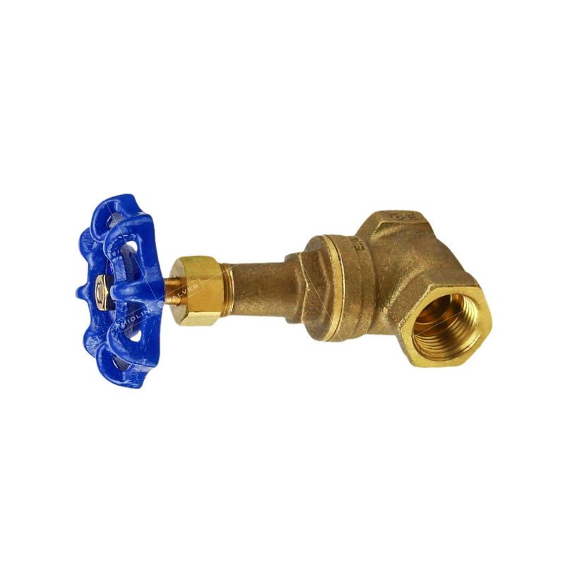 Midline Valve I44U234 Long Bonnet Gate Valve with Wheel Handle, Heavy Duty, Lead-Free, Water Shutoff 1/2 in. FIP Connections, Cast Brass Single Pack 1/2 in.