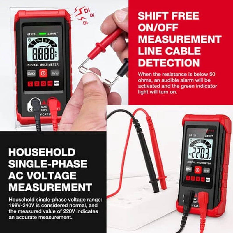 Ht Automatic Digital Multimeter,Tm-510 4000 Counts Smart Digital Multimeter,Digital Display Intelligent Multimeter,Voltage Tester with Non-Contact Voltage Function (2 PCS) 2 PCS