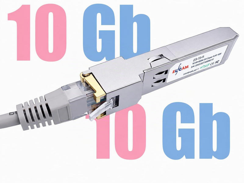 Elfcam - 10Gb SFP+ to RJ45 Transceiver Module 30m, 10Gbase-T RJ45 Connector 30 Meters, Compatible with Cisco SFP-10G-TS and Open Switch 10Gbase-T-30m