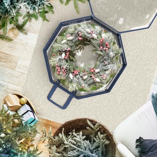 Hearth & Harbor 24" Clear PVC Wreath Storage Organizer Box - Dual Zipper, Reinforced Handles, Durable PVC Material 24" - 2 Pack Improved Wreath Bag