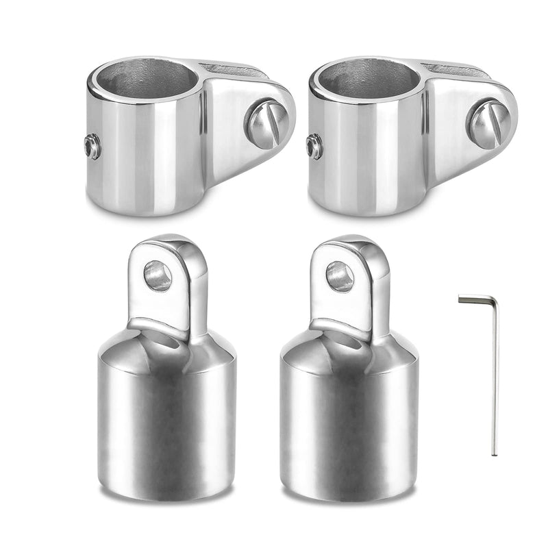 TINGZHIGO 316 Stainless Steel Bimini Top 2 Jaw Slides and 2 Eye End Caps, Bimini Top Hardware, Fits 3/4 inch or 7/8 inch or 1 inch OD Round Tube