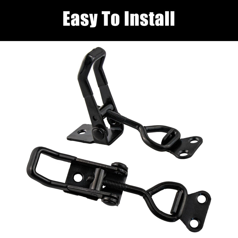 [Australia - AusPower] - 2-Pack Heavy-Duty Black Toggle Latch Clamp - 300lbs Adjustable Pull Latch, Quick-Release Smoker Door Latch, Metal Toggle Clamps for Boxes, Gates, Cabinets, Cases 