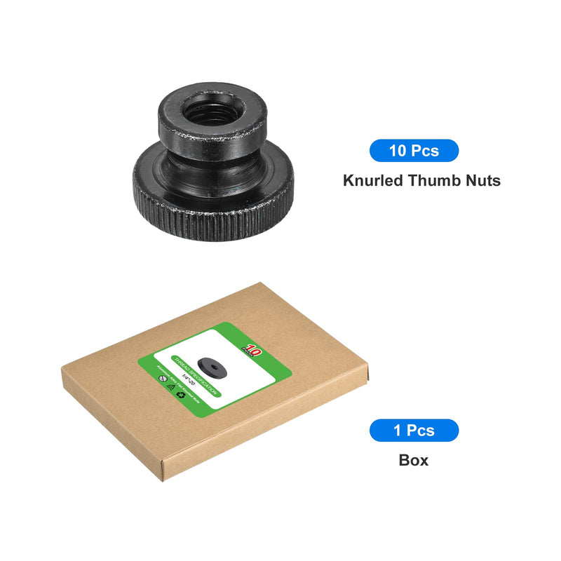 [Australia - AusPower] - uxcell 10Pcs Flat Knurled Nut - 1/4"-20 x 1" x 0.26" Thumb Nuts Lock Adjusting Nuts, Aluminum Alloy Female Thumb Wheel Lock Nut, Black 10 