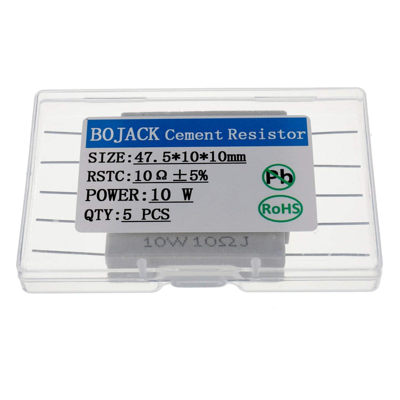 [Australia - AusPower] - BOJACK Ceramic Cement Resistor 10W 10 ohm Resistance 5% Ceramic Wire Wound Resistors?Pack of 5 pcs? 