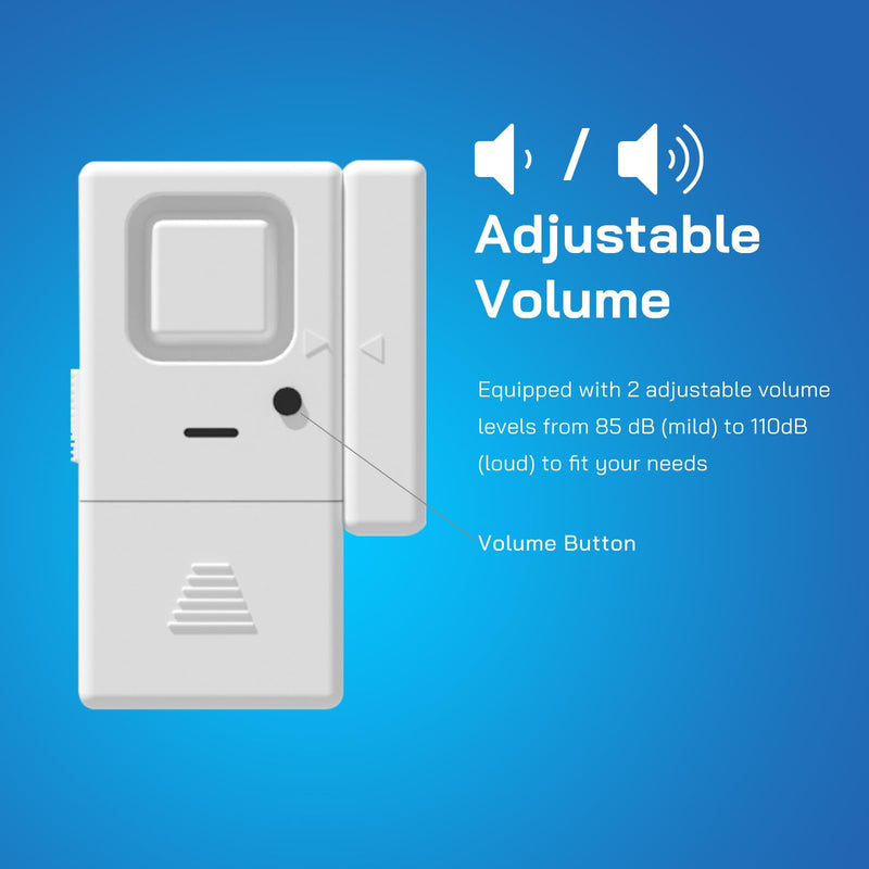 [Australia - AusPower] - Door Window Alarms - 4 Pack - Adjustable Volume, Chime/Alarm, Wireless, Door Window Alarm Sensor for Home Security, Kids Safety, Door Open Alert Security Alarm for Home, Apartment and more, by Rosmila 