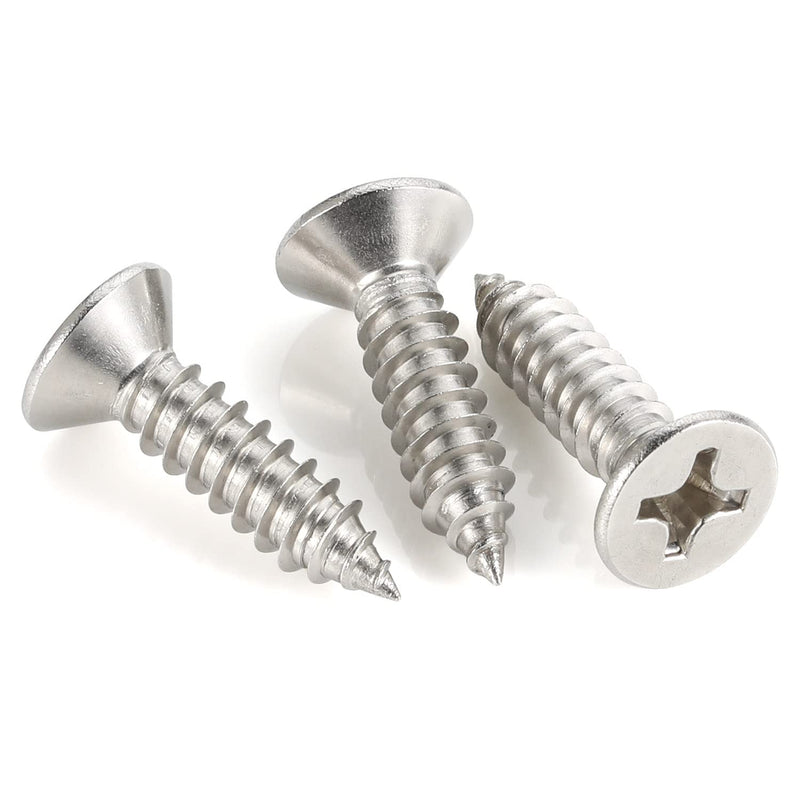 [Australia - AusPower] - #10 x 1 (3/8" to 2" Available) Flat Head Sheet Metal Screws Wood Screws, 304 Stainless Steel 18-8, Self Tapping, 100 PCS #10 x 1" 