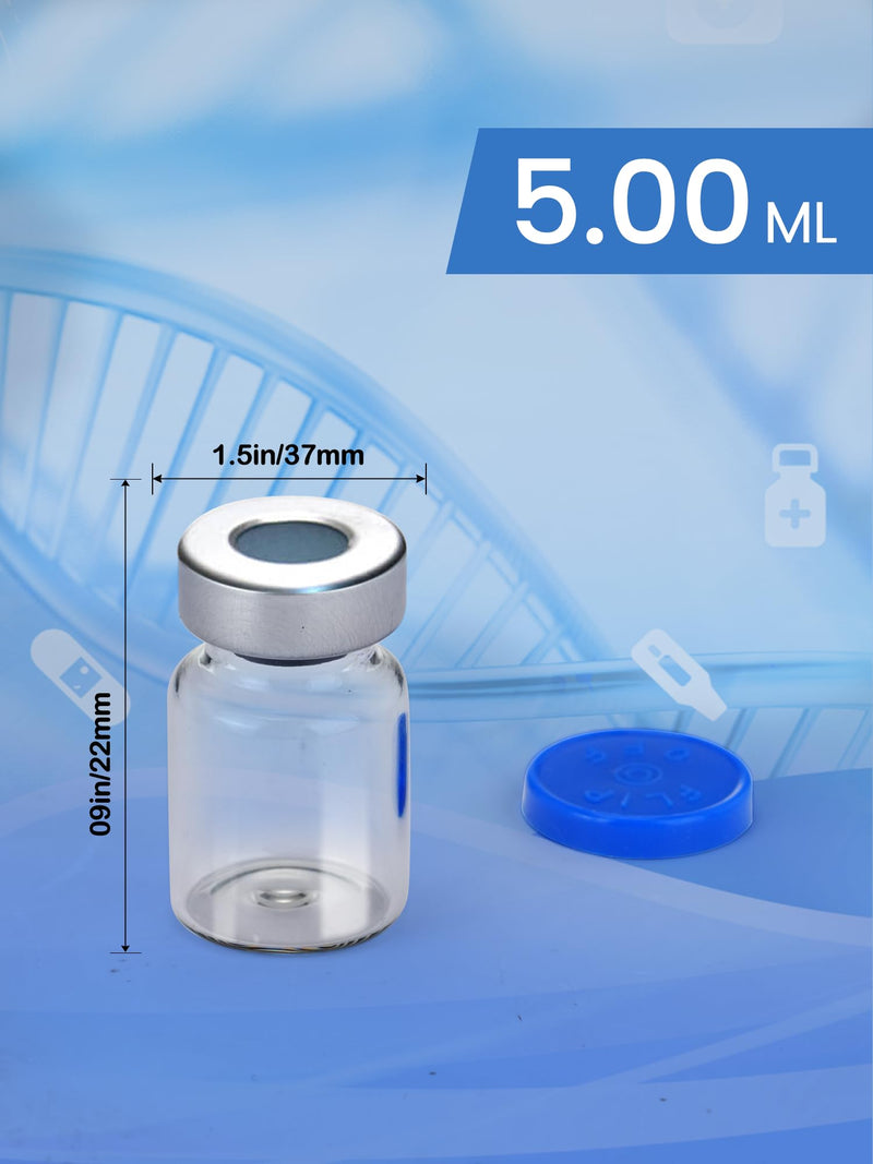 [Australia - AusPower] - 5ml Glass Vials for Injections, Self-Healing Injection Port, Empty Vials for Injections with Sealed Cap (10 Pack) 5ml 10 