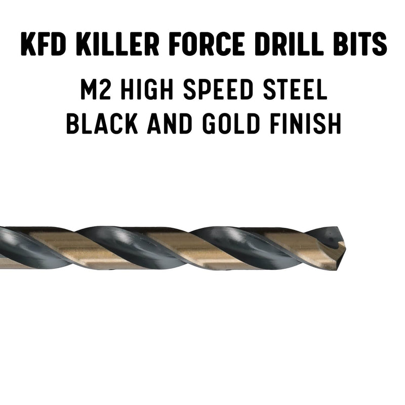 Drill America 25/64" High Speed Steel Black & Gold KFD Split Point Drill Bit with 3-Flat Shank (Pack of 6), KFDML Series 25/64 inches