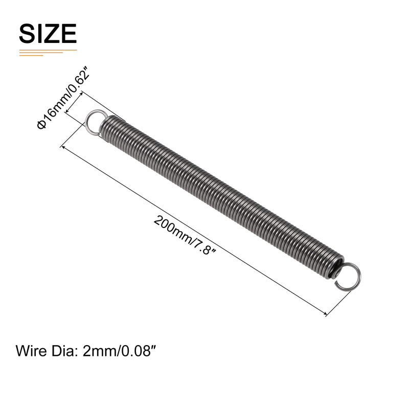 [Australia - AusPower] - 2x16x200mm(WxODxL) Extension Spring - 2Pack - Good for Home Repair Machinery - Spring Steel Extended Compressed Spring - Grey 2x16x200mm 