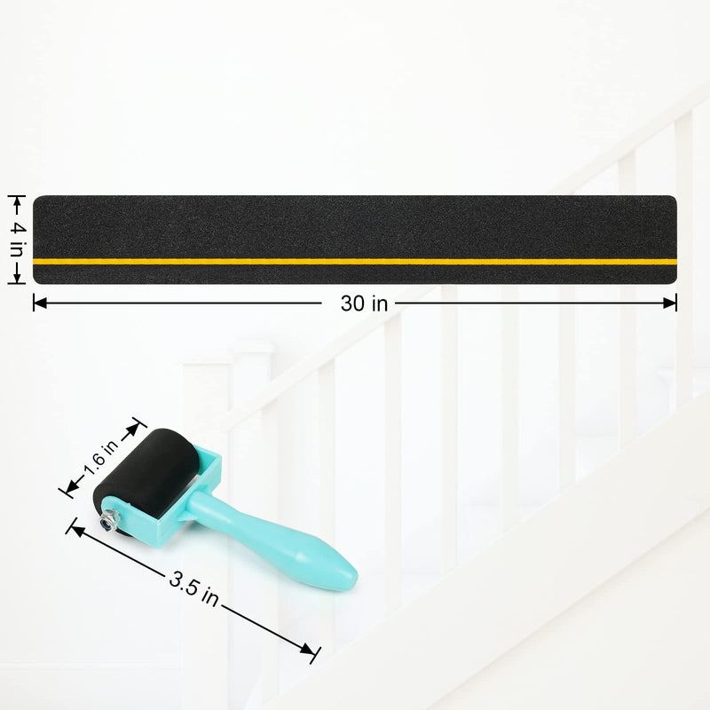 Anti Slip Tape (10-Pack) 4'' x 30'' Waterproof Non Skid Tape, Best Grip Non Slip Strips Treads High Traction Friction Abrasive Adhesive with Yellow Reflective Strips for Stairs Step Black,Yellow