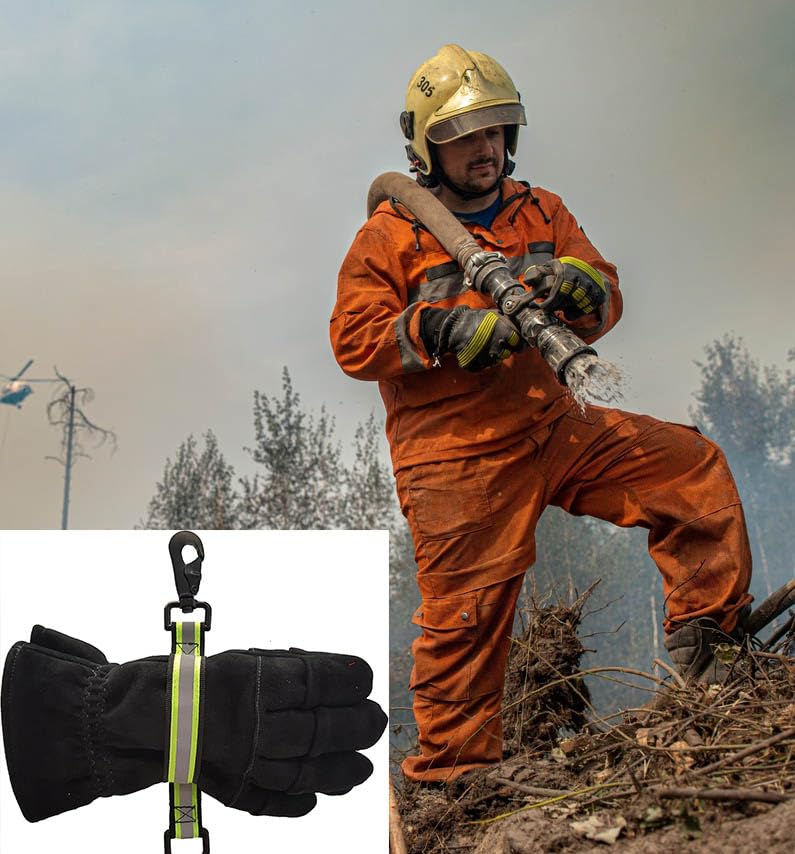 2 Pieces Firefighter Glove Strap Firefighter Fire Helmet Band Glove Safety Strap with Green Reflective