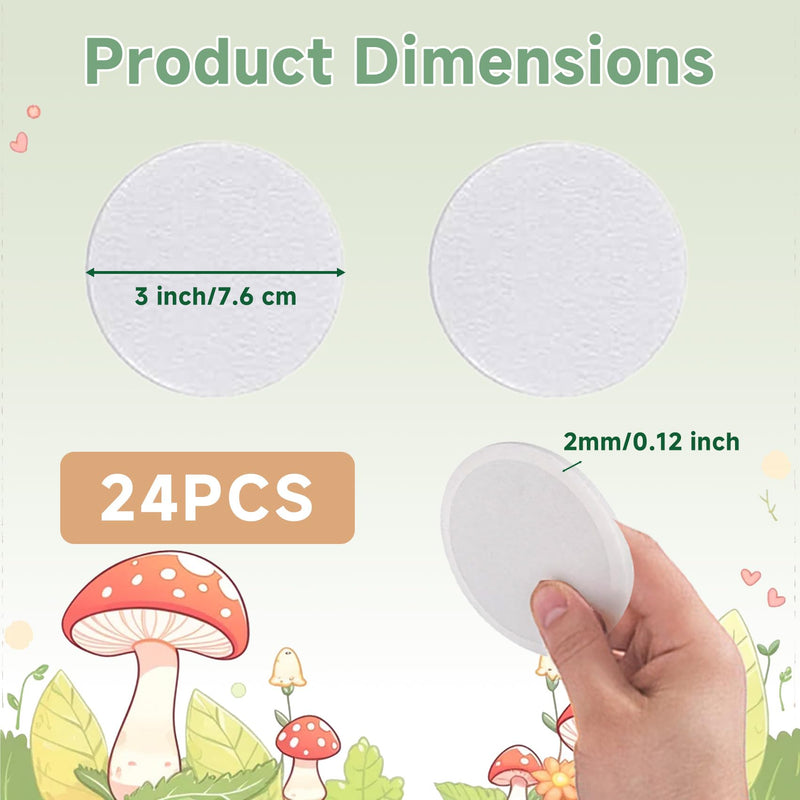 [Australia - AusPower] - 24-Pcs 3" Monotub Adhesive Filter Disks - 2mm Thick Monotub Filter Discs for Mushroom Growing Supplies - Replacement Filter Pads for Monotub Filters and Fruiting Chambers 