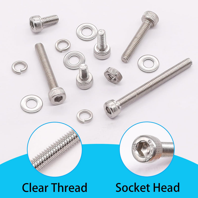 [Australia - AusPower] - 350PCS M4 x 6/8/12/16/20/25/30mm Hex Socket Head Cap Screws Bolts Nuts Washers Assortment Kit + 1260PCS Black M4 Screw Kit, 6-40mm Button Head Screws and Socket Head Screws 