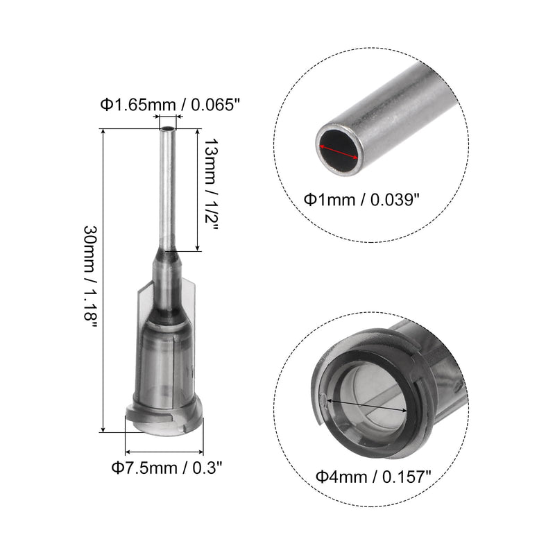 QUARKZMAN Blunt Tips Cannulas 16G 1/2 Inch Length Pack of 100 Grey | Industrial with Luer Lock screw interface connection, dosing cannula for liquid glue gun 16G 1/2" gray