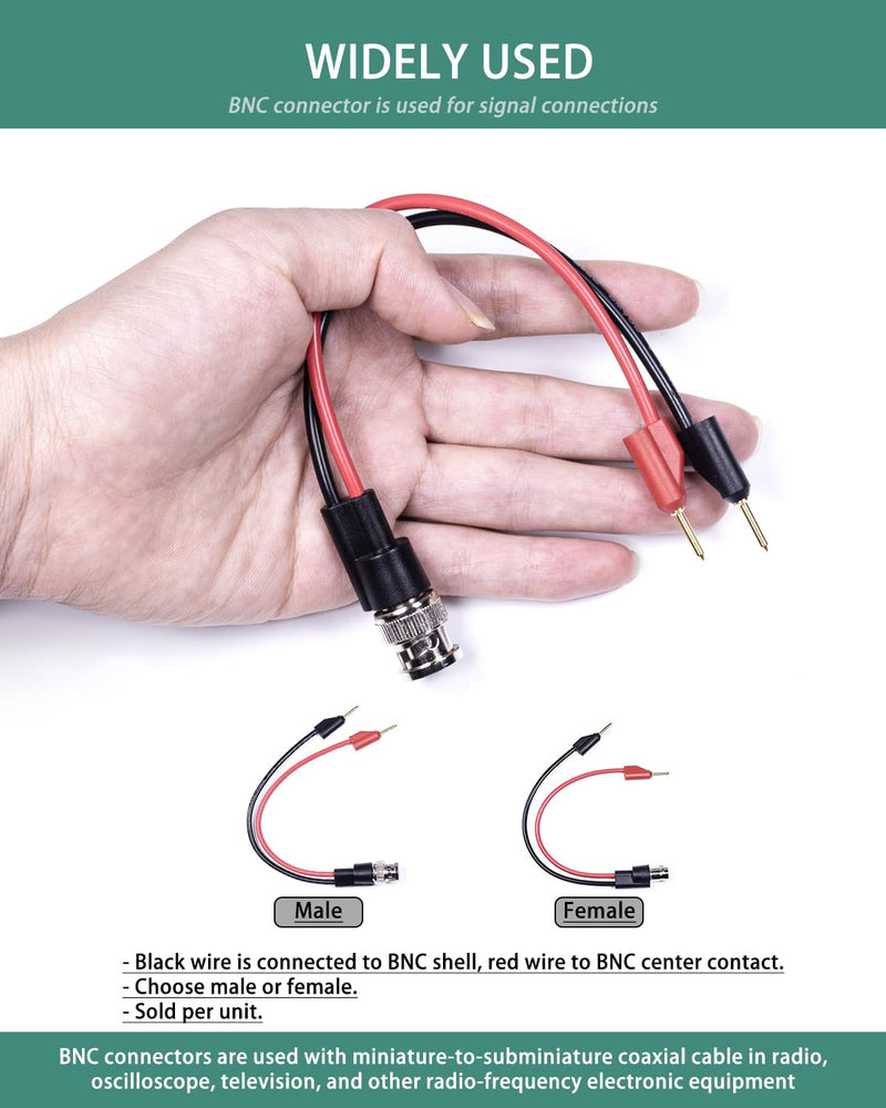 [Australia - AusPower] - BNC Test Leads, BNC (F) to Stackable Pin Tip Plugs, Test Lead Breakout Cable for Multimeter Female Plug 
