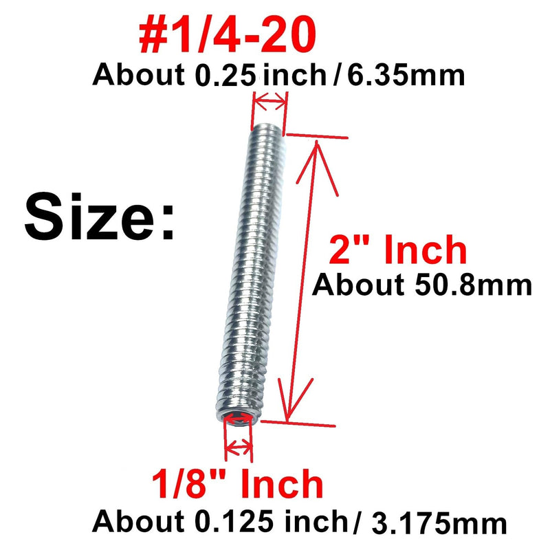 [Australia - AusPower] - 6pcs Set Screws 1/4-20 x 2" inch 304 Stainless Steel Allen Head Hex Hexagon Socket Set Screws with 1/8" Allen Wrench,Set Grub Screws Hex Allen Head Socket Set Screws.(2" Length) 