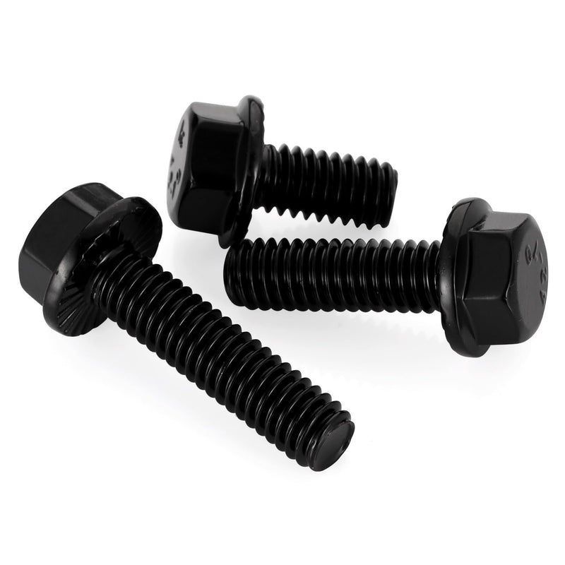 [Australia - AusPower] - 1/4-20 x 1-1/4" Black Flanged Hex Head Bolts Flange Hexagon Screws, Stainless steel 304, Fully Threaded, 25 PCS 1/4-20 x 1-1/4" 