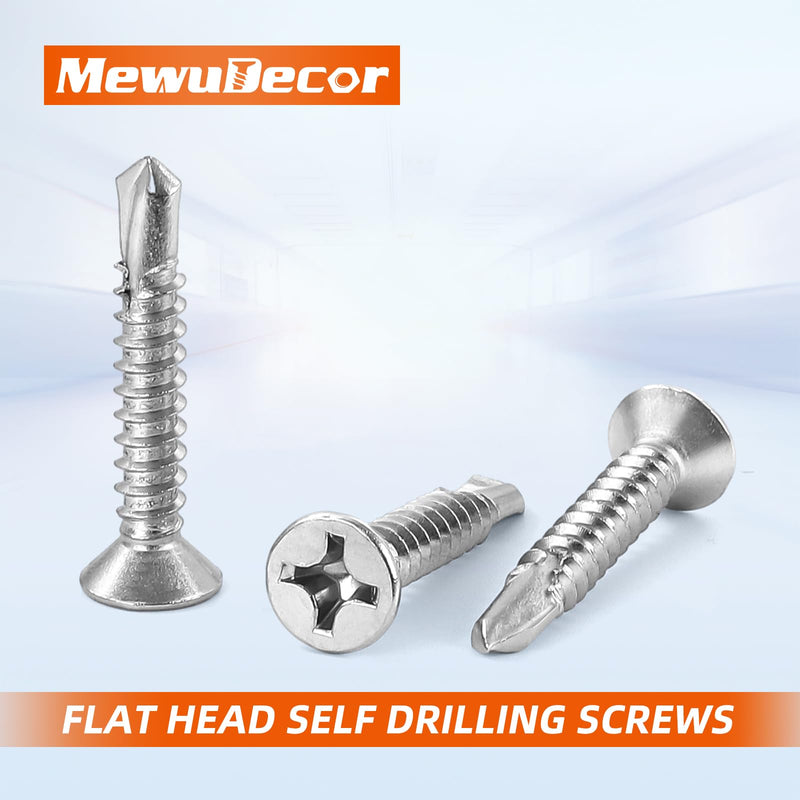 [Australia - AusPower] - #6 x 1/2" Flat Head Self Drilling Screws Sheet Metal Screws, 410 Stainless Steel, 100 PCS #6 x 1/2" 