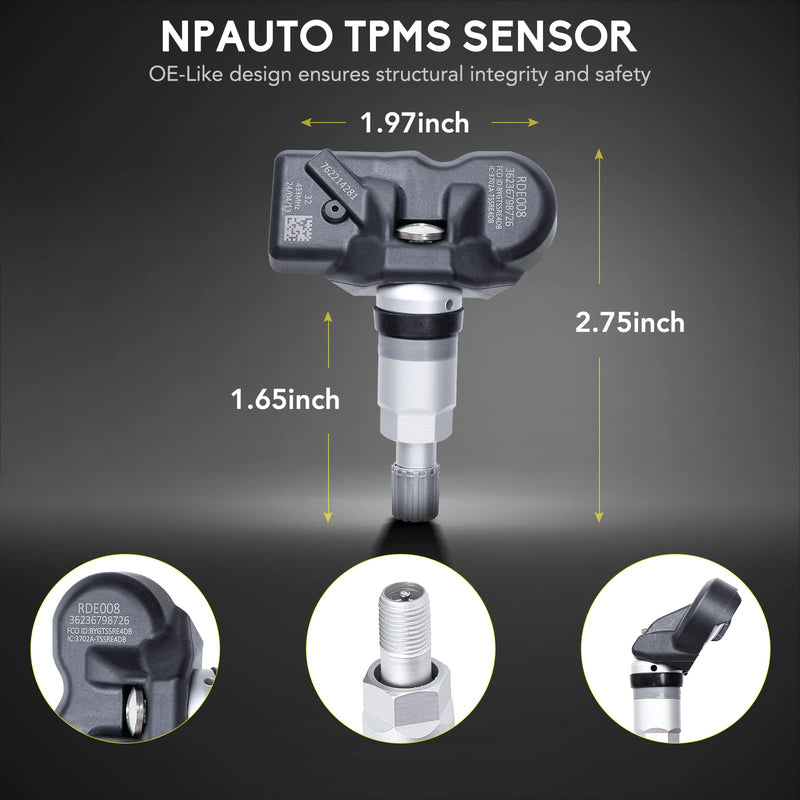 [Australia - AusPower] - NPAUTO TPMS Sensor Compatible with BMW 335i 528i 328i M3 M6 X3 X5 Z4 Series 1 3 5 6 7 Mini Rolls-Royce & More, 4-Pack Tire Pressure Monitoring System Sensors Replace# 36236798726, 36236771034, 433Mhz 
