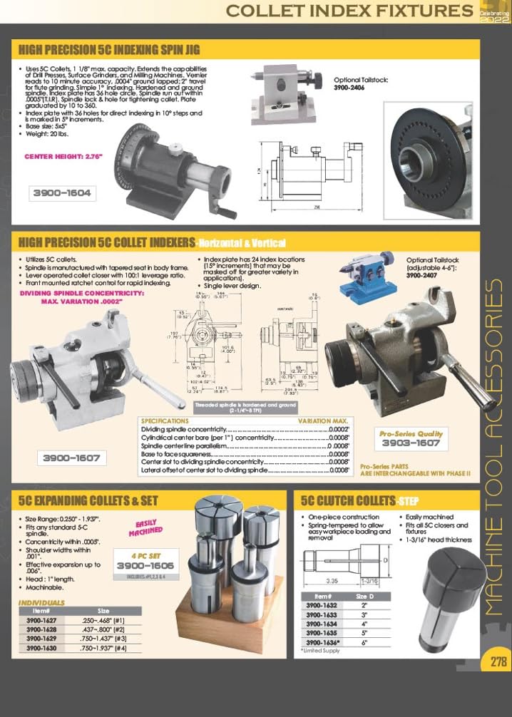 HHIP 3900-1169 5C Round Collet, 1-1/8" 1-1/8" Single