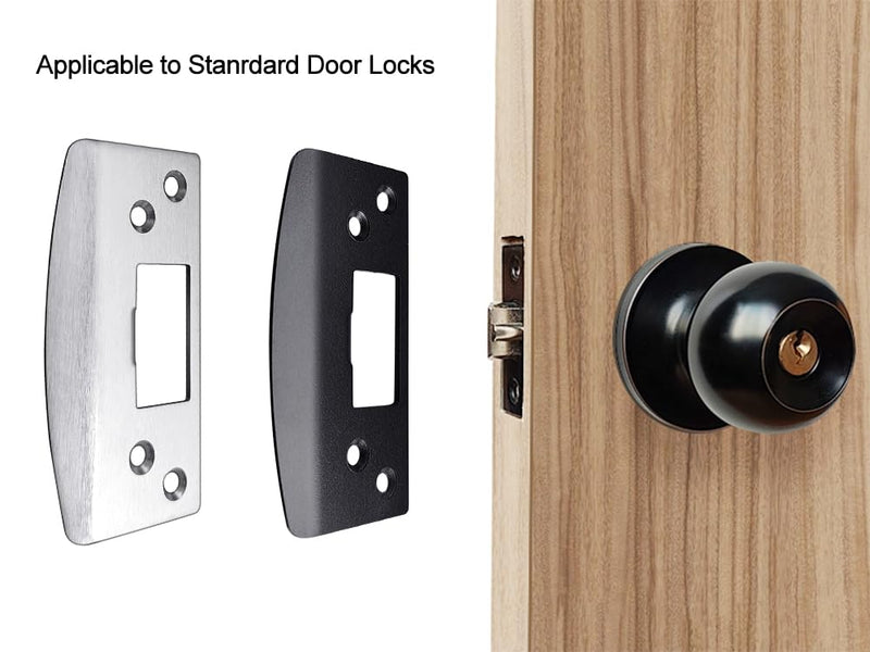 Oversized Door Strike Plates 2 Pack, Heavy Duty Version, Extra Large Striker Plate, Reinforced Enlarged Strike with Large Hole, Fix Door Won't Latch in, Extended to Cover Worn Slot Satin Nickel