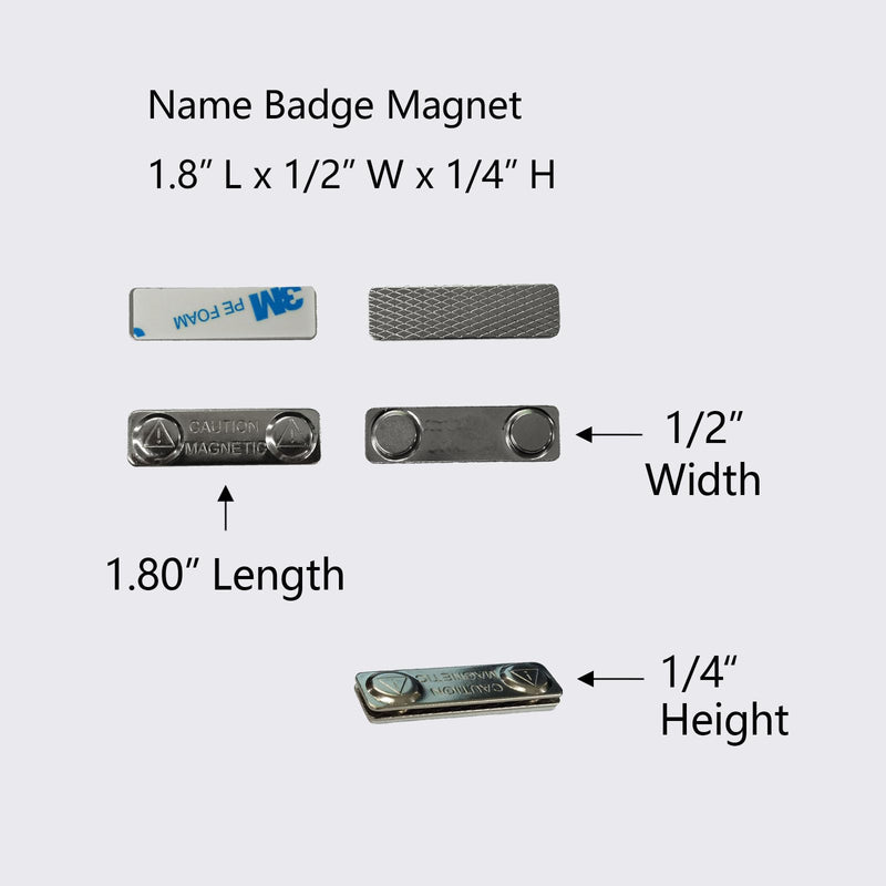 Upgraded Name Tags/ID Badge Magnets, 50 Pack Super Strong Magnetic Name Badge Holders with Steel Back Plate, Fastener with Adhesive on Front Plate, High Strength Rare Earth Badge Magnet