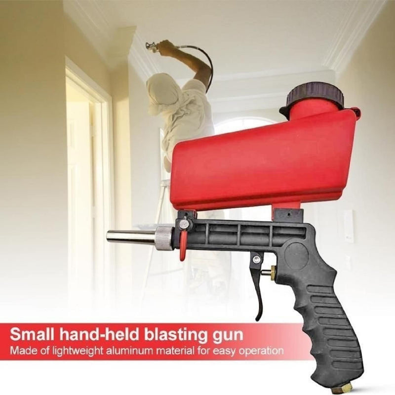 [Australia - AusPower] - Sandblaster Sand Blaster Gun Kit,Portable 90psi Gravity Sand Blasting Spray Tool,Pneumatic Sandblaster for Air Compressor,Remove Paint, Stains, Rust & Clean Surfaces(Red) 