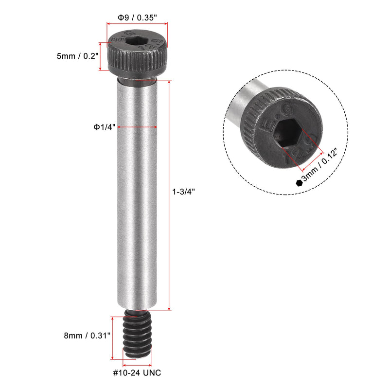 [Australia - AusPower] - uxcell Alloy Steel Hexagon Socket Head Shoulder Screws Bolts, 1-3/4" Shoulder Length, 1/4" Shoulder Dia, 10-24 Thread, 4pcs 1-3/4" x 1/4" 