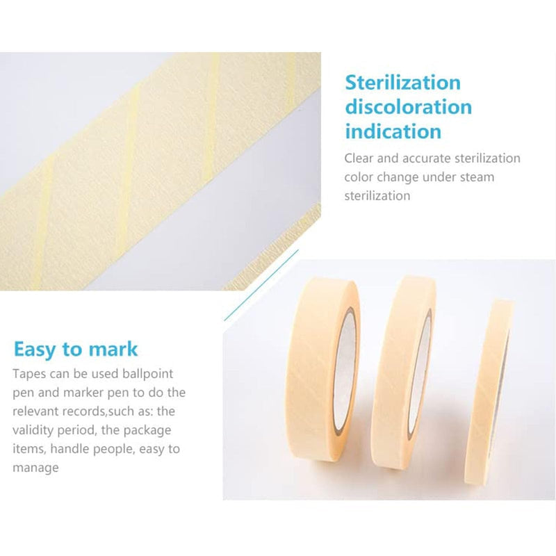 [Australia - AusPower] - 3 Rolls Autoclave Sterilization Indicator Tape Set for Beauty and Nails Salons/Tattoo and Dental Tool Cleaning Use, 1/2", 3/4", 1" Width, 55 Yards/Roll A-0423003 