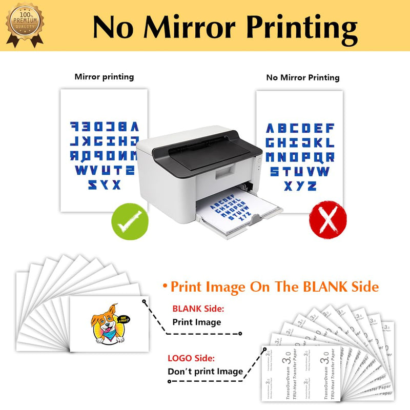 [Australia - AusPower] - TransOurDream Tru-Heat Transfer Paper for Inkjet & Laserjet Printer (20 Sheets, 8.5x11", Dark 3.0) Printable HTV Heat Transfer Vinyl for T Shirts Iron on Transfers for Dark Fabrics (TRANS-D3-20) 20 Sheets 