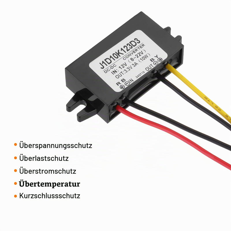 QUARKZMAN DC 12V to DC 3.3V Voltage Converter 3A 10W Step-Down Converter | Voltage Reducer IP67 Waterproof Transformer Power Supply Module Power Adapter for Car Truck Solar System
