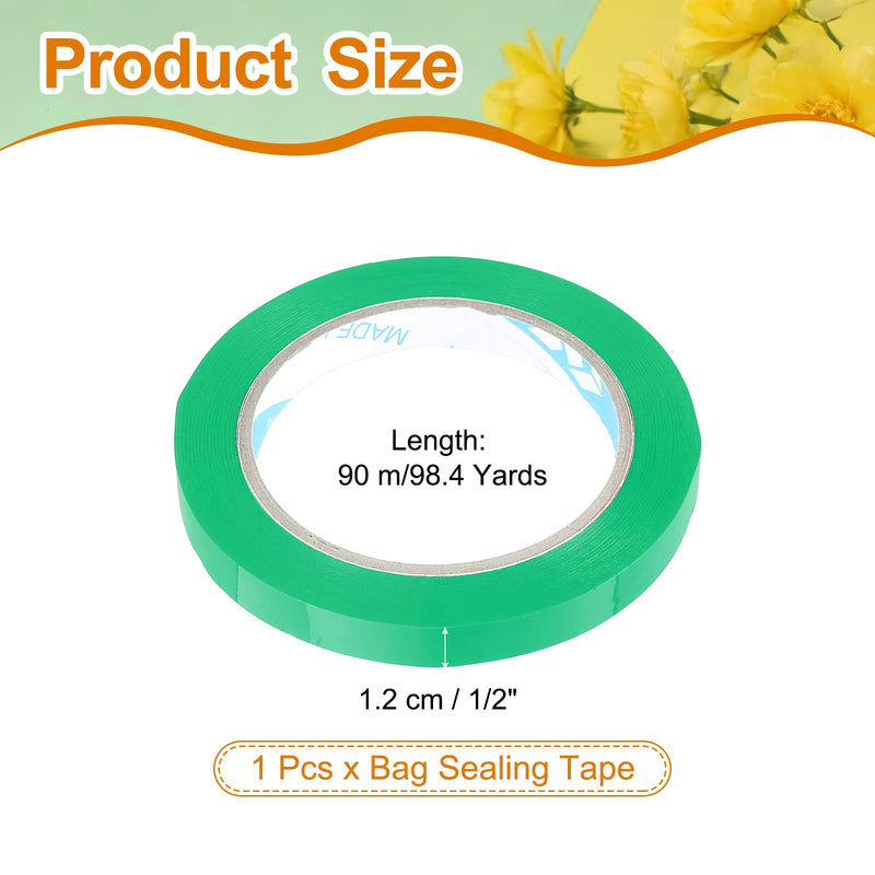 MECCANIXITY Poly Bag Sealing Tape, 1/2" x 100 Yard Plastic Bag Sealer Tape Packaging Sealing for Shops Packaging Food Vegetable Meat Cake Bread Freezer Ice, Light Green 1/2"