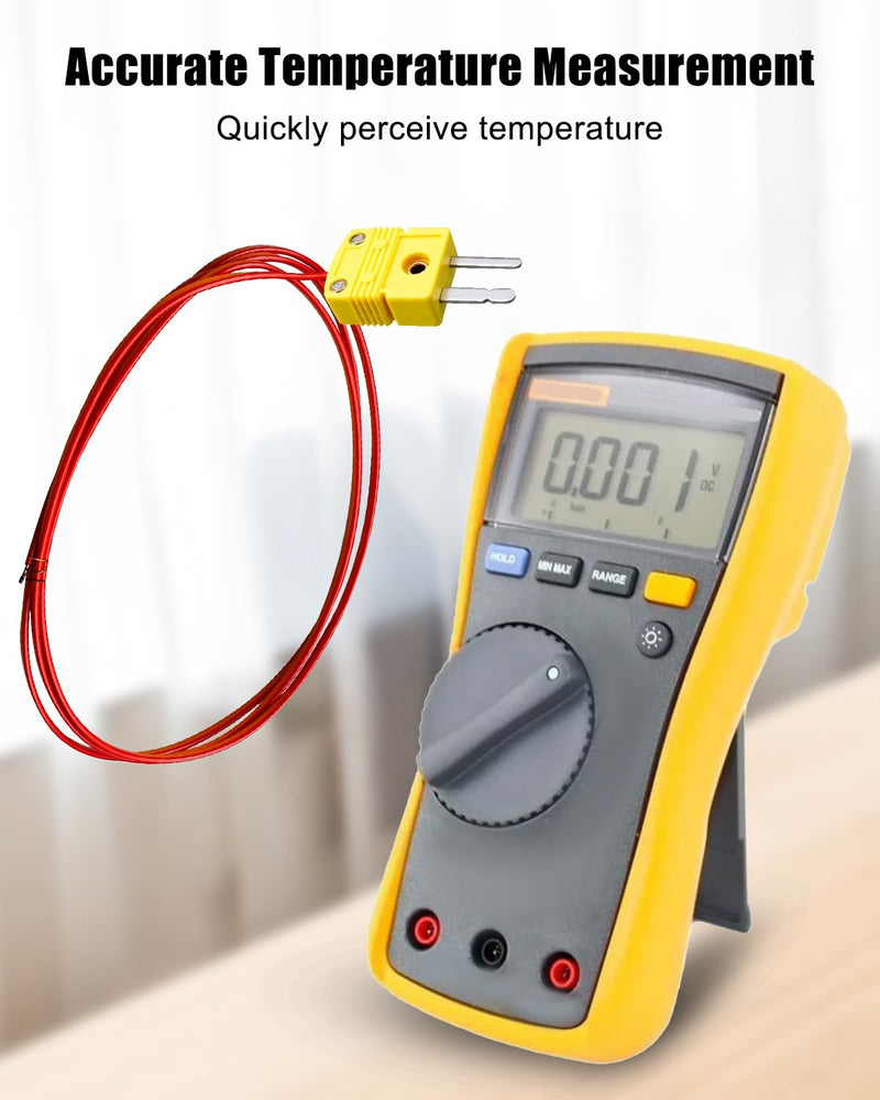 [Australia - AusPower] - 80PK-1 Temperature Bead Probe K-Type Fit for Fluke Multimeter, -40 to 260°CTemperature Range with Connector 1-Meter Long 