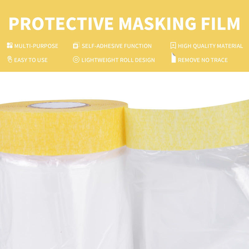 [Australia - AusPower] - Pre-Taped Masking Film, Tape and Drape, Plastic Sheeting Roll, Automotive Painters Masking Tape Film, Plastic Sheeting Cover for Appliance and Furniture, 22inch X 30yard, 3Rolls 550mm x 27m 