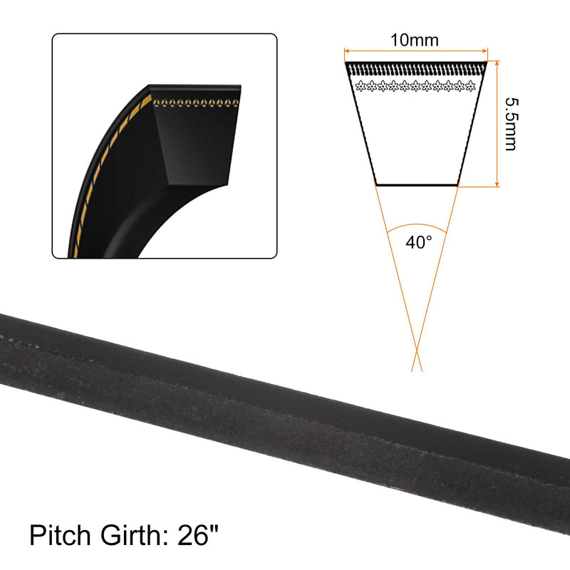 [Australia - AusPower] - HARFINGTON 2Pcs M-26 Rubber V Belt Drive Transmission Belt 26" Pitch Girth 10mm Width 5.5mm Height JIS Standard Industrial Power Belt for Machinery Mower 26" 2 