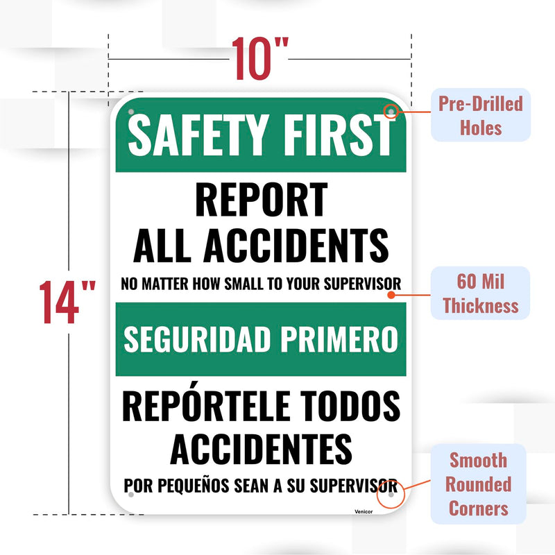 [Australia - AusPower] - 1PC Safety Sign, 14 x 10 Inches - Aluminum - Safety Decorations Posters For Workplace - Wear Personal Protective Equipment (Report All Report All Accidents 