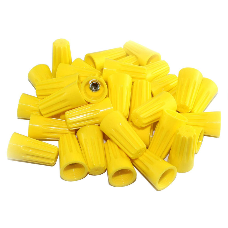 [Australia - AusPower] - 36-Pack Yellow P4 Type Electrical Wire Connectors Screw Terminals, with Spring Insert Twist Wire Nuts Caps Easy Twist-On Ribbed Cap 36x Yellow P4 