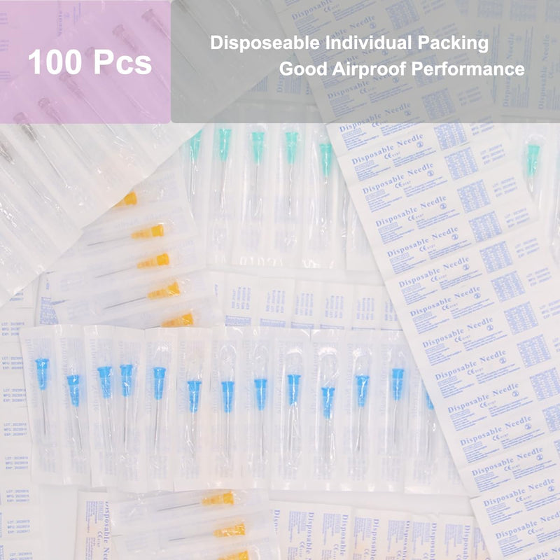 [Australia - AusPower] - 18G 1.5 Inch Luer Lock Needle, Industrial Dispensing Accessories, Individually Wrapped, Pack of 100, Lab Tools, Suitable for Refilling Liquid, Inks 18G 1.5 Inch (38mm) 
