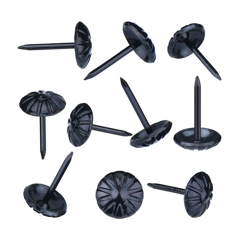 [Australia - AusPower] - Black Upholstery Tacks, 7/16 inch Upholstery Nails for Furniture Sofa DIY,100PCS Decorative Tacks for Upholstery Decorative, Daisy Upholstery Tacks for Wood 7/16"x11/16"(11x17mm) Black 