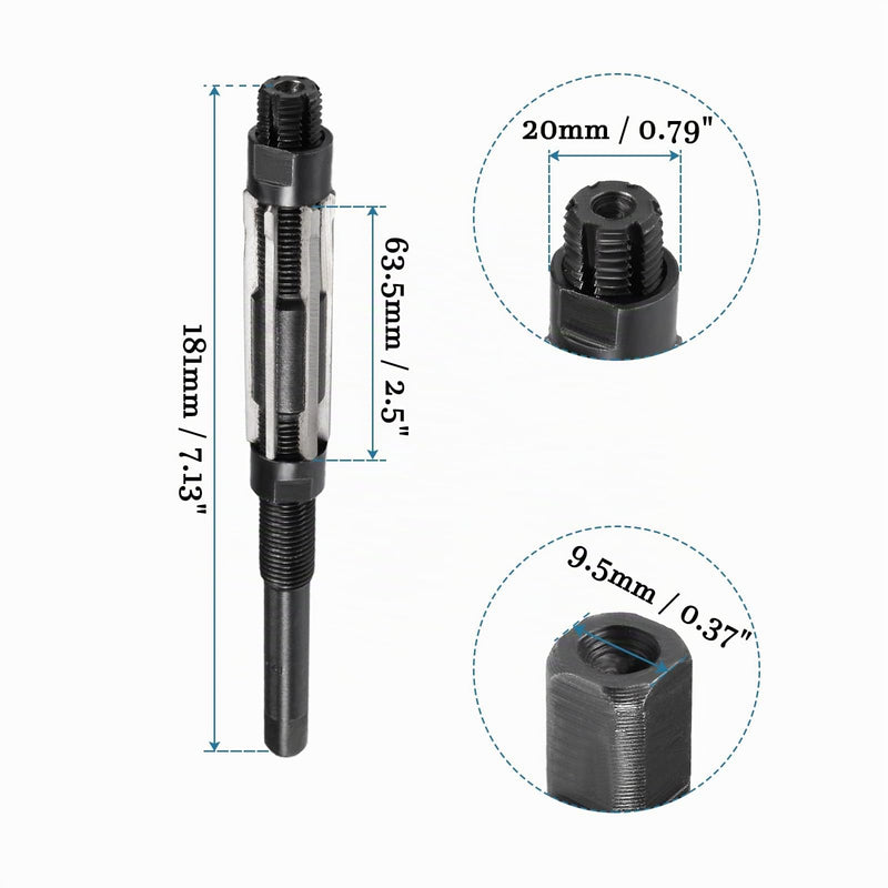 QUARKZMAN 1 Piece 19-21 mm Adjustable Hand-Operated Reamer High Speed Steel 6 Straight Shaft for Metal Parts Reaming [H8]